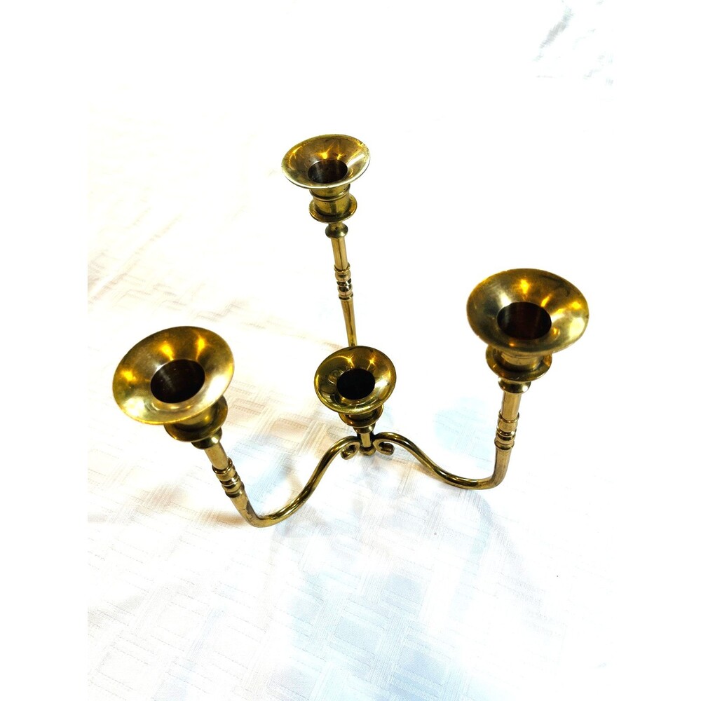 Vintage Teleflora Solid Brass Candelabra| 3 Arm 4 Candle Holder